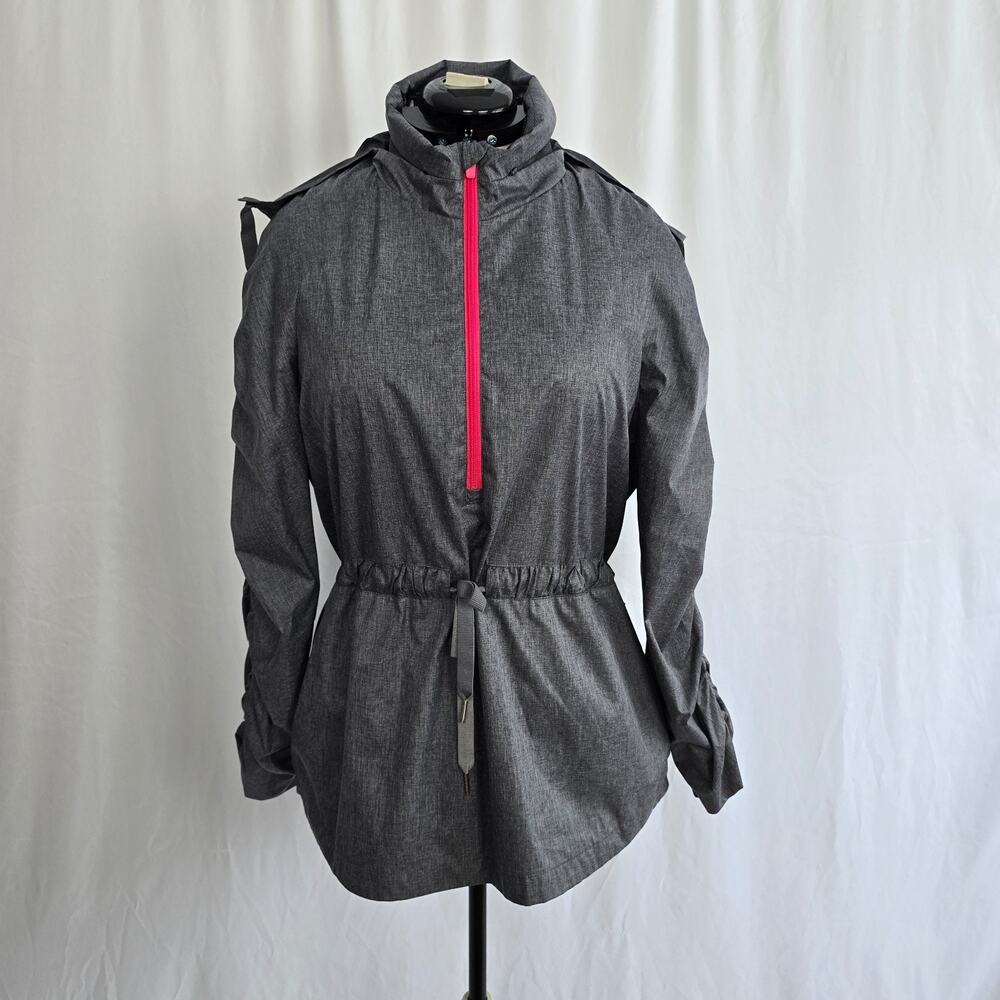 Fabletics Half Zip Daneille Athletic Jacket Women's XXL Gray Pink Hooded
